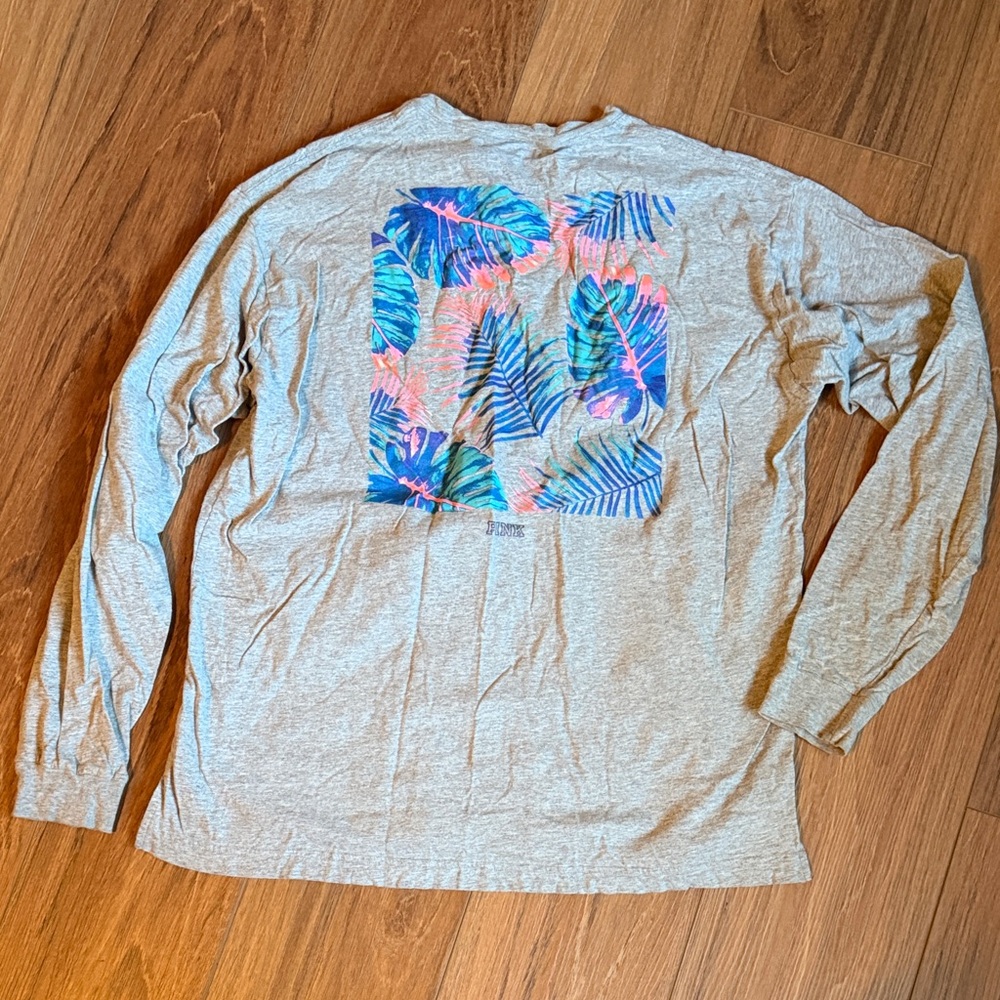 PINK Victoria's Secret Gray Long Sleeve with Black Logo